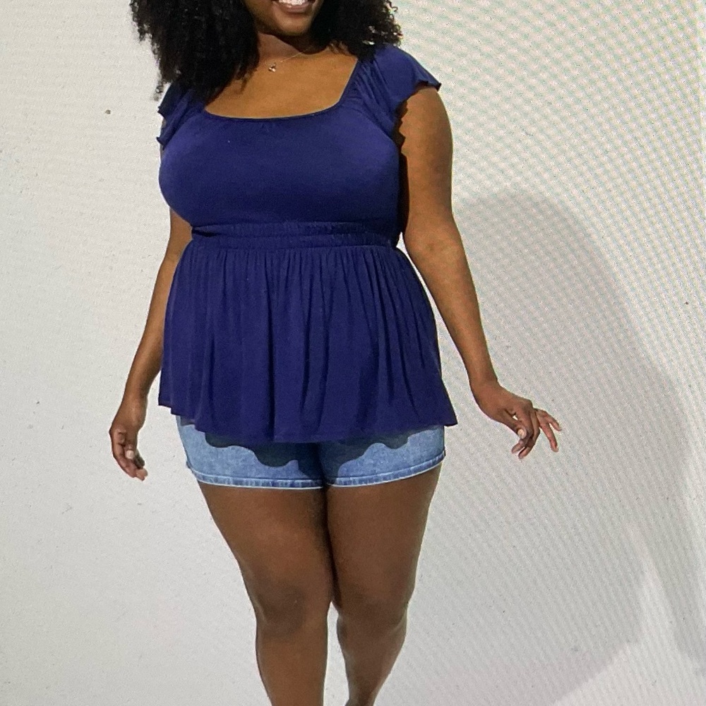 Torrid Cinched Waist Babydoll Tank Blue 2X NWT